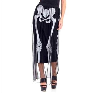 Skeleton bone pencil skirt by Jawbreaker. Super rare sold out gothic mesh skirt.